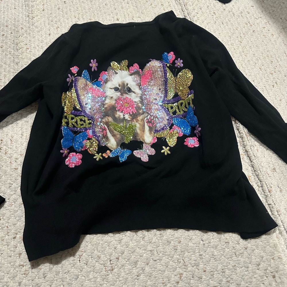 Top shop cat sequin cardigan cat sirens